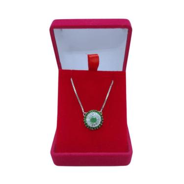 Imagem de Colar Pedras Verdes Cravejado De Zircônia Prata 925