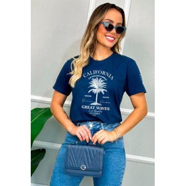Imagem de Camiseta Feminina Azul Marinho Coqueiro California - Cianitas, G