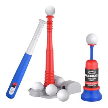 Imagem de Vaveren Tee Ball Set para crianças Atividades do quintal da máquina de arremesso que jogam arremessador de beisebol com camiseta ajustável para crianças