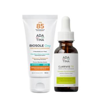 Imagem de Kit Ada Tina Protetor Solar Facial Clareador Biosole Oxy FPS 85 40ml + Sérum Facial Clareador Clarivis TX 30ml + Ganhe Necessaire