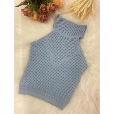 Imagem de Blusinha Cropped Regata Frente Única Feminina Gola Alta Garrafinha Com