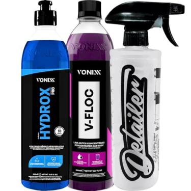 Imagem de Produto Para Limpeza Automotiva E Proteção Shampoo Neutro Super concentrado V-floc 500ml Vonixx Coating Ceramico Hydrox Pro 500ml Diluivel Vonixx + Borrifador Detailer