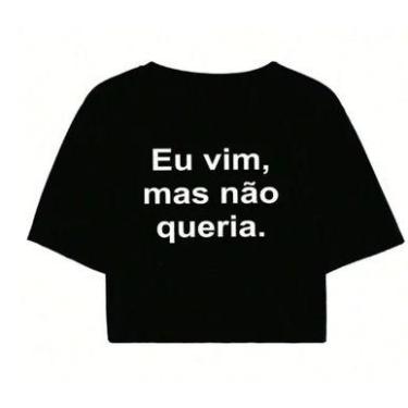 Imagem de Cropped Feminino Preto Tumblr blogueira Eu vim mas não queria. feminin