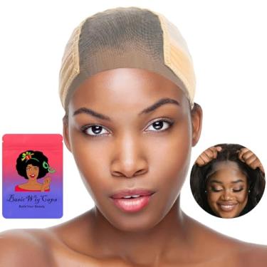 Imagem de Touca de peruca de renda para mulheres, 10 x 12 cm, touca de peruca de renda transparente, antiderrapante para manter as perucas no lugar, touca de peruca ajustável com alça de cabeça, deixa suas