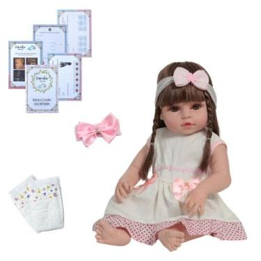 Imagem de Bebê Tipo Reborn Grande Princesa 100% Vinil Pode Dar Banho - Cegonha R