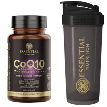 Imagem de Combo Coenzima Q10 - COQ10 c/Ômega 3 TG e Vitamina E - Essential Nutrition - 120 Cápsulas + Coqueteleira Oficial