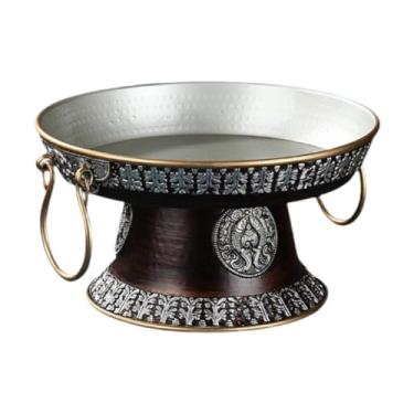 Imagem de YWJLQH Placa de frutas que oferecem uma tabela de tigela que serve a tigela tibetana para ofertas Temple, S