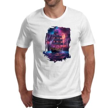 Imagem de Camiseta Unissex Navio pirata noite purpura - Alearts, G