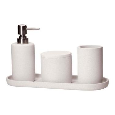 Imagem de Conjunto Banheiro em Cimento Lumina Round Branco Mart 4 Peças