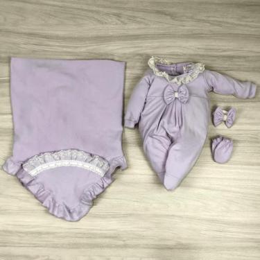 Imagem de Saída maternidade bebê menina Melissa com renda e pérola delicada e la