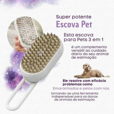 Imagem de Escova A Vapor Para Pets 3 Em 1 Premium - Pet Brush 