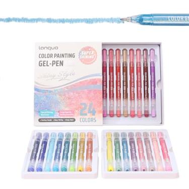 Imagem de KsopiaVobs Caneta de gel com glitter 24 cores, canetas de gel brilhantes vibrantes para livros de colorir para adultos, desenhos, desenhos, canetas de gel coloridas de 1,0 mm para crianças, adultos