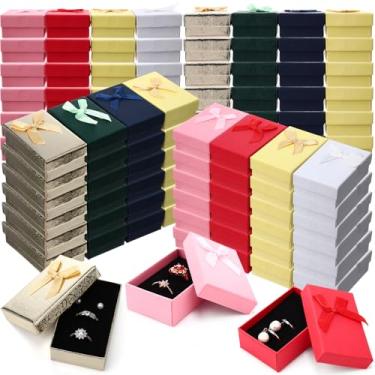 Imagem de Otuuz Conjunto de 72 caixas de presente de joias, pequenas caixas de presente a granel, para joias, 8 x 4 x 3 cm, estojos de colar de papelão para aniversários, casamentos, dia das mães, cores