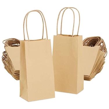 Imagem de 50 Pack Small Brown Kraft Paper Gift Bags com alças (6.25x3.5x2.4)