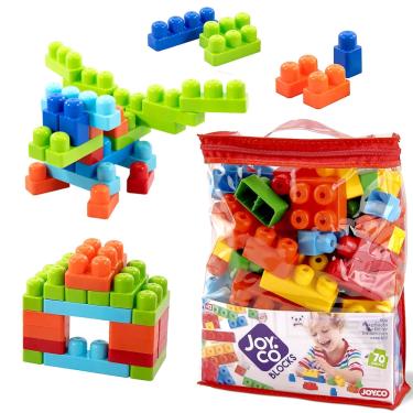 Imagem de Brinquedo Educativo Blocos e Peças de Montar e Encaixar Leg Didático Pacote 70pçs