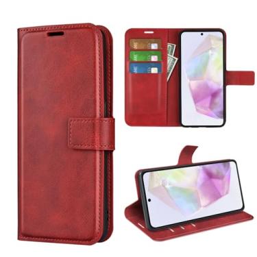 Imagem de Kezaizhe Capa flip para Samsung Galaxy A36 5G A366 / A56 5G A566 carteira de couro PU capa protetora magnética para celular capa fólio livro com suporte e compartimentos para cartão (vermelho)