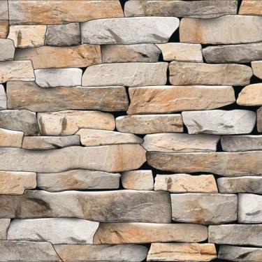 Imagem de Papel De Parede 10m Adesivo Canjinha Pedra Rústica Lavável