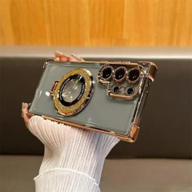 Imagem de MVVKKY para Samsung S24 Plus Electroplate Airbag Stand Case Cover (para Samsung S24 Plus/GoldTM)