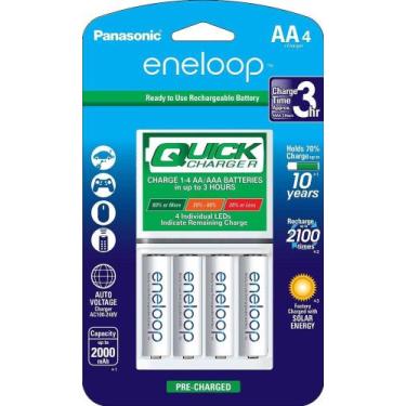 Imagem de Carregador de pilhas eneloop com 4 pilhas aa k-kj55mca4ba - PANASONIC