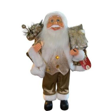 Imagem de Papai noel casaco paete dourado saco de presente luxo 40cm - Magizi