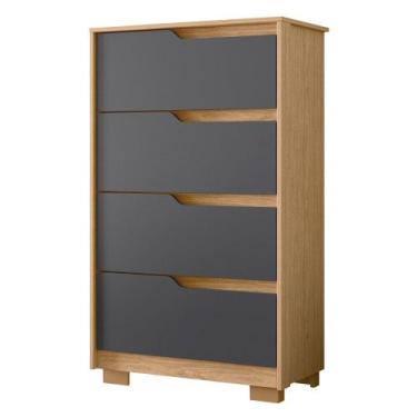 Imagem de Cômoda Para Quarto 4 Gavetas 70cm Sole Flex Freijó/Titanium - Albatroz