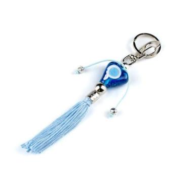 Imagem de Chaveiro Iemanjá Abebê e Coração Azul 15 cm em Murano - Lua Mística - 