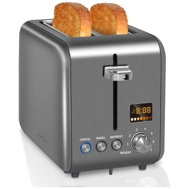 Imagem de Torradeira Elétrica 2 Fatias com 7 Níveis de Tostagem, 900W, 110v, SEEDEEM, Cinza