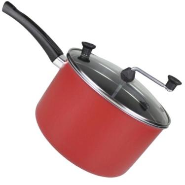 Imagem de Panela Pipoqueira RL com tampa de vidro de 4 litros vermelho e preto  