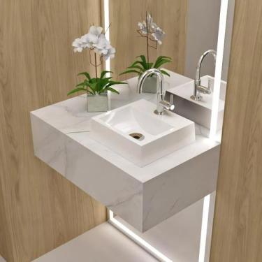 Imagem de Cuba Pia Para Banheiro Quadrada Lavabo Apoio Sobrepor  Pek moveis - Pe