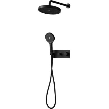 Imagem de Torneiras Misturadoras De Chuveiro Montadas Na Parede Chuveiro E Conjunto De Mangueiras Sistema De Torneira De Chuveiro De Banheiro, Black