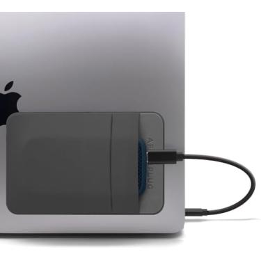 Imagem de Bolsa Afterplug com 2 bolsos para laptop com adesivo reutilizável, para SSD SanDisk externo portátil, Samsung T7, Crucial X8, Apple Magic Mouse, Ledger Nano, cabo USB - cinza