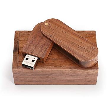 Imagem de Novidade pen drive USB 2.0 de madeira para armazenamento de dados pendrive com caixa de madeira (32 GB, rotação marrom)