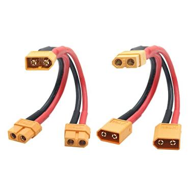 Imagem de Cabo conector de bateria paralela XT60 curto, cabo adaptador divisor Y 14AWG XT60 macho para fêmea, 10 cm/3,93 polegadas para quadricóptero RC Multicopter