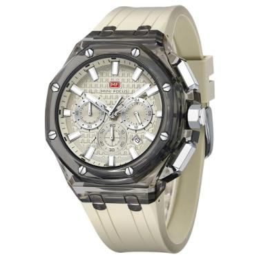 Imagem de MASTOP Relógios masculinos multifunções transparentes, mostrador analógico, pulseira de silicone, cronógrafo, quartzo, luminoso, à prova d'água, tendência, relógios de pulso para homens, relógio