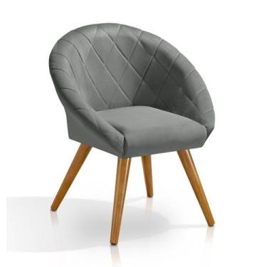 Imagem de Poltrona Pufes de Luxo Lais Com Pés Palito - Sonho da Mamae, Cinza