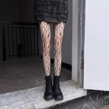 Imagem de Meia-calça Arrastão de Renda Coxa Alta ElaShopp, Preto 7550