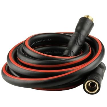 Imagem de SheeChung Mangueira de jardim 4,6 m x 5/20.3 cm, mangueira líder com alça giratória, mangueira de água leve com conexões macho para fêmea, mangueira de borracha flexível resistente, mangueira de 35