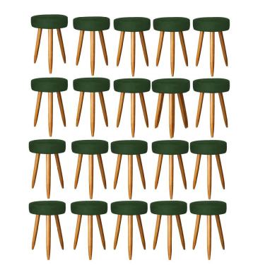Imagem de Kit 20 Banqueta Alta Julia 50Cm Bar Cozinha Bistrô Pé Palito Caramelo Suede Verde
