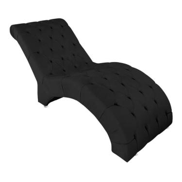 Imagem de Espreguiçadeira Estofada Relaxante Descanso Veludo Joana Cor:preto