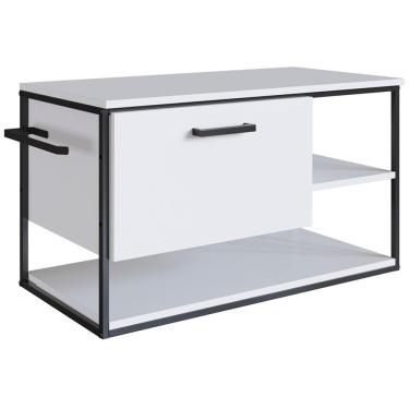 Imagem de Gabinete Suspenso Para Cuba Banheiro 1 Pt Basc P1007 Preto Branco Pp Preto Branco