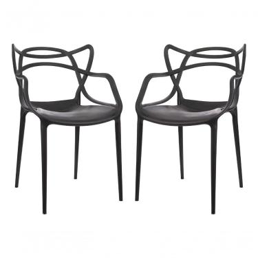 Imagem de Kit 2 Cadeiras De Design Allegra Interior E Exterior Preto