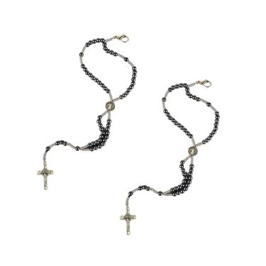 Imagem de Kit 2 Pulseiras Terço em Hematita com Medalha de São Bento Proteção e Fé Unissex (2, S. BENTO HEMATITA)