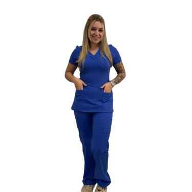Imagem de Conjunto Scrub Pijama Cirúrgico Verona Azul Bic Toque geladinho