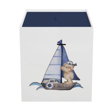 Imagem de Lixeira Kit Higiene MDF com Tampa Bebê Urso Marinheiro - Neném na Nuve