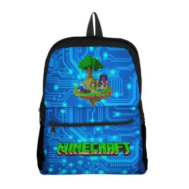 Imagem de Mochila com Bolso Escolar Infantil Avulsa Manecraft Menino e Menina - 