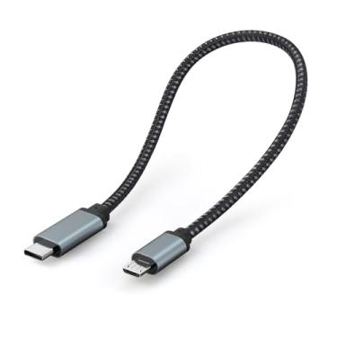Imagem de Cabo OTG tipo C para micro USB de 300 cm para dispositivos Android para transmissão de áudio com dac/amplificador USB – curto, trançado, cabo de transferência de dados