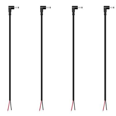 Imagem de Fancasee Cabo De Alimentação Cc Pigtail, Pacote Com 4, Conector Macho 3,5 Mm X 1,35 Mm, Ângulo Reto 90 Graus, Para Adaptador Fio Desencapado, Reparo Câmera Segurança Vigilância Cctv, Fita Led