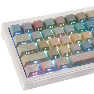 Imagem de JOMKIZ Keycaps, 135 Teclas, Sublimação De Tinta, Perfil Cereja, Conjunto Teclas Pbt Transparentes Com Gravação Lateral Para Interruptores Mx, Layout Asin/Iso, Mecânico