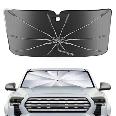 Imagem de Guarda-sol portátil para para-brisas personalizado adequado para Toyota Tacoma 2016-2023, guarda-chuva de sombra compacto durável de cristal de gelo 2 em 1 UPF50+ proteção UV isolamento térmico janela