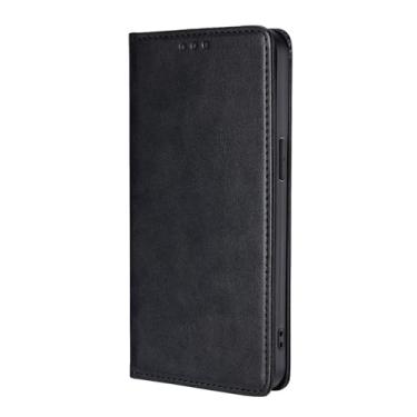 Imagem de LYJSMGZ Capa de couro para iPhone 16E, capa de telefone carteira masculina e feminina, compartimentos para cartões, fecho magnético, capa flip em pé, proteção contra quedas, preta, 16E
